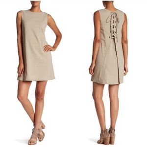 Theory Keshelle Back Lace Up Raglan Tan Dress Size 12